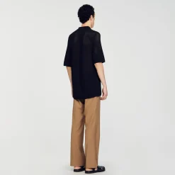 T-Shirts & Polos|Pulls & Gilets*SANDRO Polo En Maille Ajourée Noir