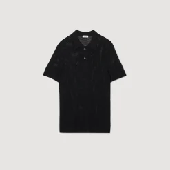 T-Shirts & Polos|Pulls & Gilets*SANDRO Polo En Maille Ajourée Noir