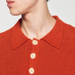 T-Shirts & Polos|Pulls & Gilets*SANDRO Polo En Maille Effet Bouclettes Orange