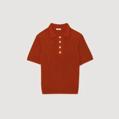 T-Shirts & Polos|Pulls & Gilets*SANDRO Polo En Maille Effet Bouclettes Orange