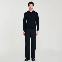 T-Shirts & Polos|Pulls & Gilets*SANDRO Polo En Maille Fine Noir