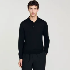 T-Shirts & Polos|Pulls & Gilets*SANDRO Polo En Maille Fine Noir