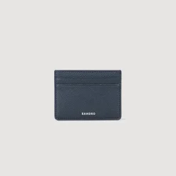 Petite Maroquinerie*SANDRO Porte-cartes En Cuir Reconstitué Midnight Blue