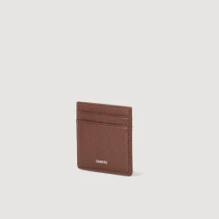 Petite Maroquinerie*SANDRO Porte-cartes En Cuir Reconstitué Marron Foncé