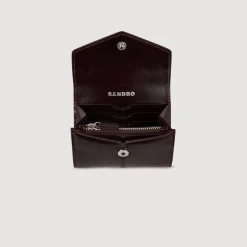 Autres Accessoires*SANDRO Porte-monnaie En Cuir Glacé Bordeaux