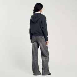 Pulls & Cardigans*SANDRO Pull à Capuche Strassé Gris Foncé