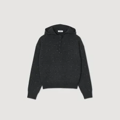 Pulls & Cardigans*SANDRO Pull à Capuche Strassé Gris Foncé
