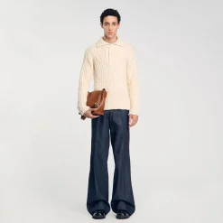 Manteaux & Blousons|T-Shirts & Polos*SANDRO Pull à Col Polo En Maille épaisse Beige