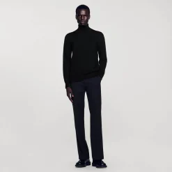 Pulls & Gilets*SANDRO Pull à Col Roulé En Laine Homme Noir