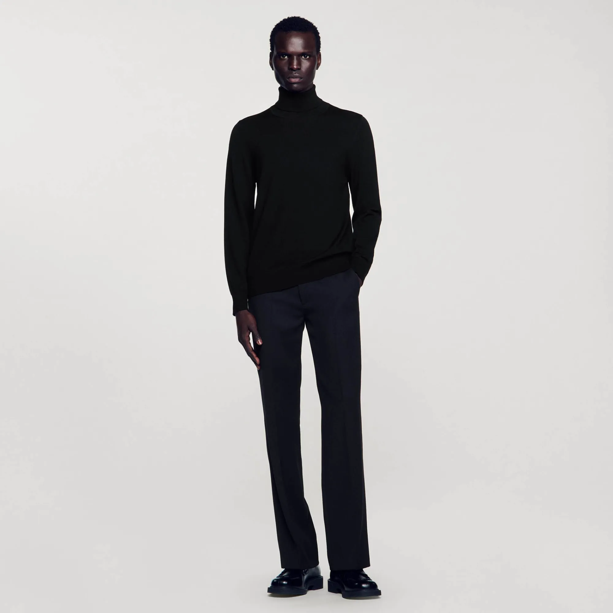 Pulls & Gilets*SANDRO Pull à Col Roulé En Laine Homme Noir