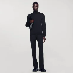 Pulls & Gilets*SANDRO Pull à Col Roulé En Laine Homme Marine