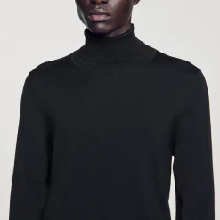 Pulls & Gilets*SANDRO Pull à Col Roulé En Laine Homme Marine