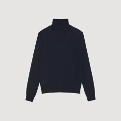 Pulls & Gilets*SANDRO Pull à Col Roulé En Laine Homme Marine