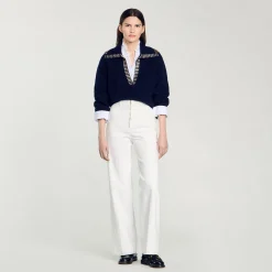 Pulls & Cardigans*SANDRO Pull à Col Vareuse Marine