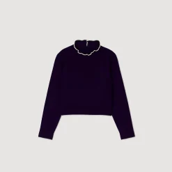 Ensembles|Pulls & Cardigans*SANDRO Pull à Col Volanté Marine