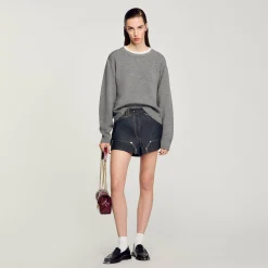 Pulls & Cardigans*SANDRO Pull Col Contrasté Gris