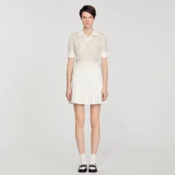 Pulls & Cardigans*SANDRO Pull Col Polo En Maille Ecru