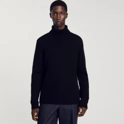 Pulls & Gilets*SANDRO Pull Col Roulé Laine Et Cachemire Noir