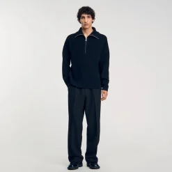 Pulls & Gilets*SANDRO Pull Col Zippé Noir