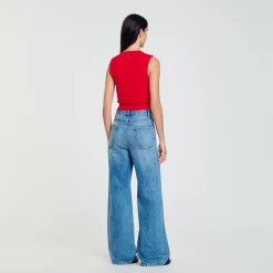 Ensembles|Pulls & Cardigans*SANDRO Pull Court à Volant Rouge