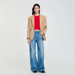 Ensembles|Pulls & Cardigans*SANDRO Pull Court à Volant Rouge