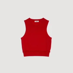 Ensembles|Pulls & Cardigans*SANDRO Pull Court à Volant Rouge