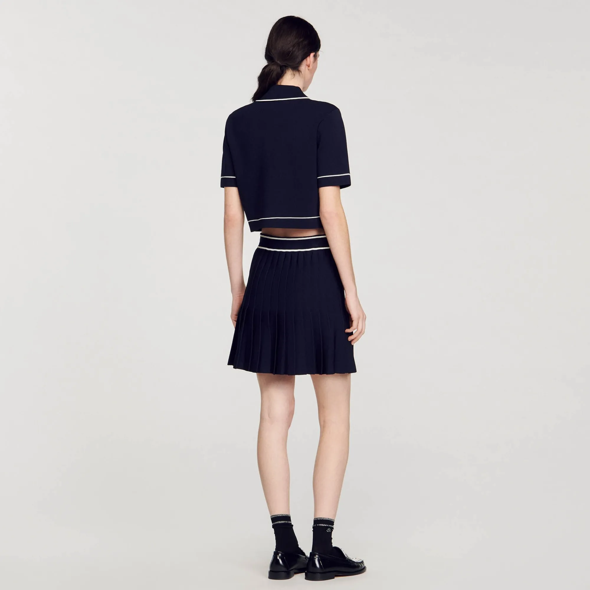 Pulls & Cardigans|Tops & Chemises*SANDRO Pull Court Col Polo Bleu marine