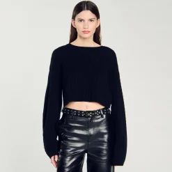 Pulls & Cardigans*SANDRO Pull Court En Cachemire Et Laine Noir