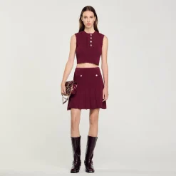 Ensembles|Pulls & Cardigans*SANDRO Pull Court Sans Manches Bordeaux