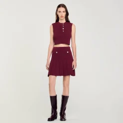 Ensembles|Pulls & Cardigans*SANDRO Pull Court Sans Manches Bordeaux