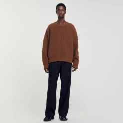 Pulls & Gilets*SANDRO Pull Côtelé En Maille Caramel