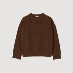 Pulls & Gilets*SANDRO Pull Côtelé En Maille Caramel