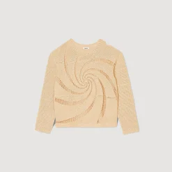 Pulls & Gilets*SANDRO Pull En Coton Crochet Spirale Sable clair