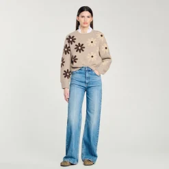 Pulls & Cardigans*SANDRO Pull En Maille à Fleurs Beige