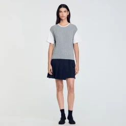 Pulls & Cardigans*SANDRO Pull En Maille Bimatières Gris