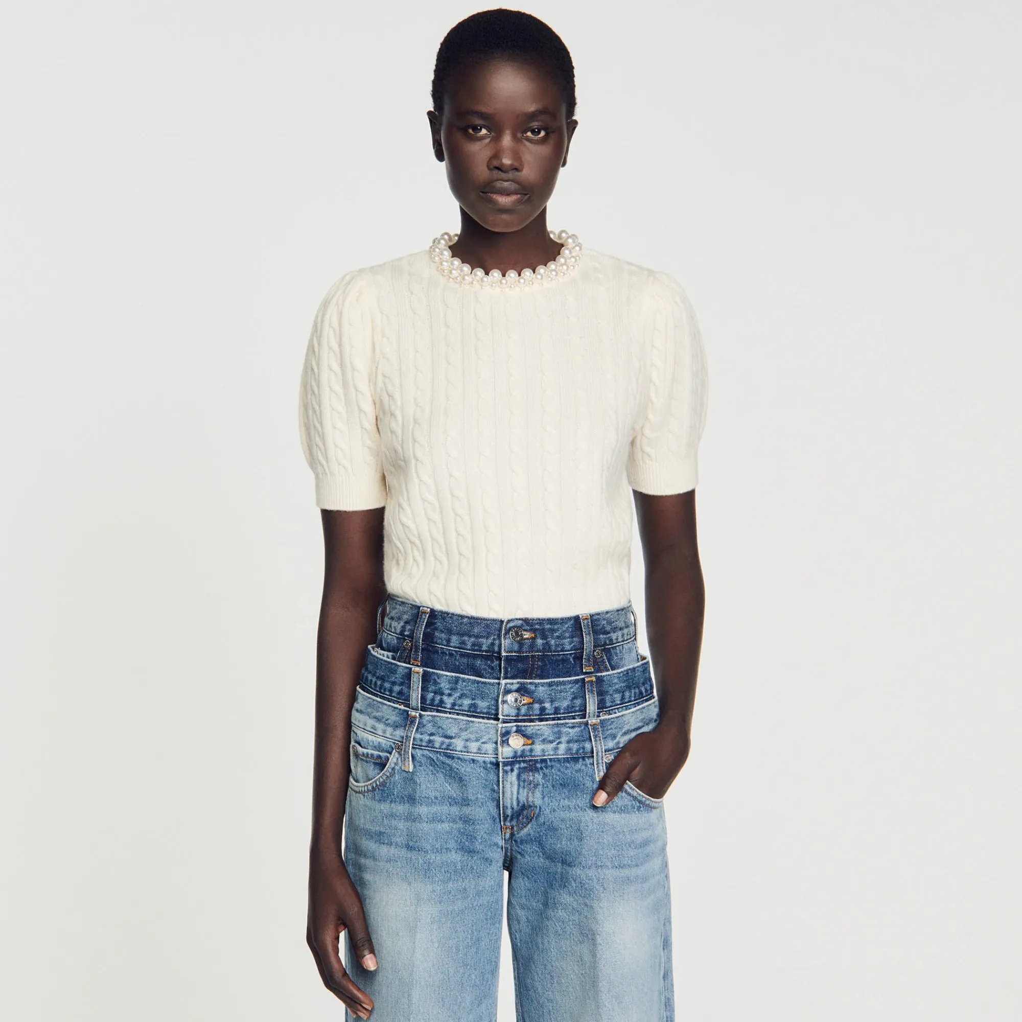 Pulls & Cardigans|Tops & Chemises*SANDRO Pull En Maille Câblée Ecru