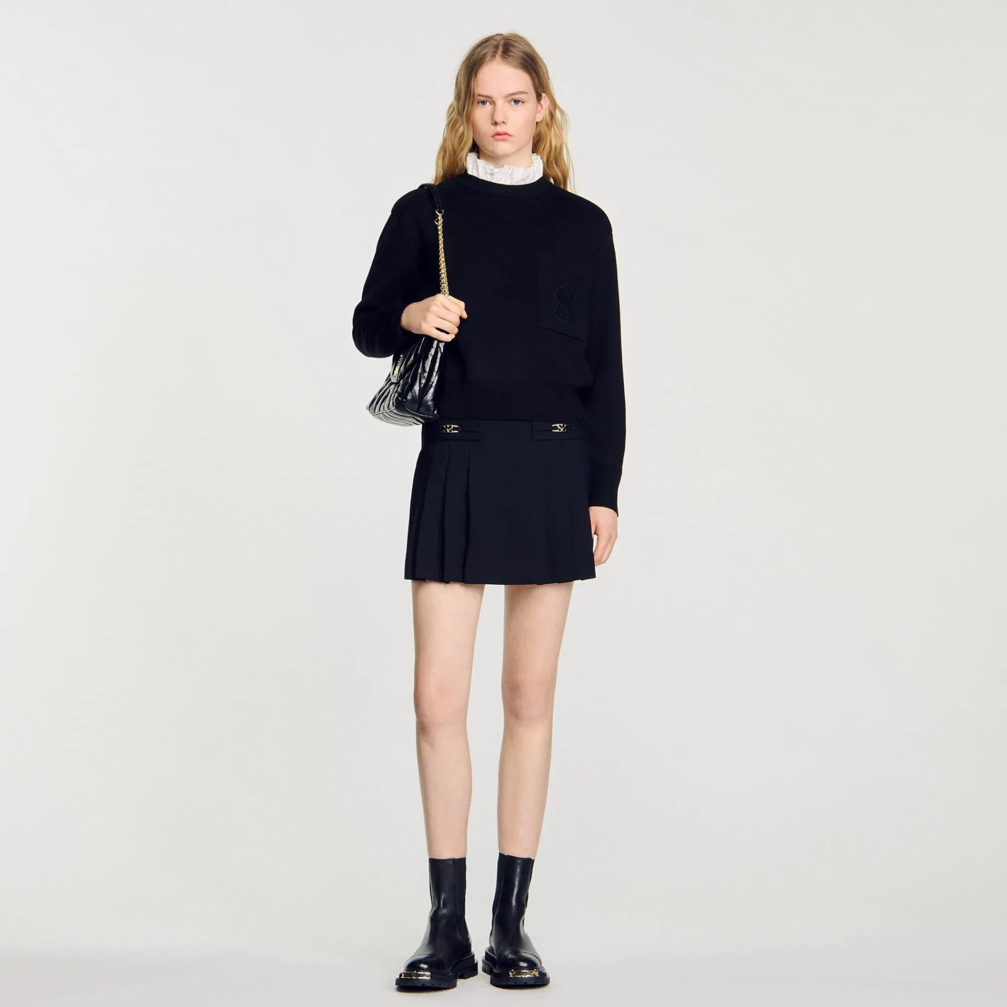 Pulls & Cardigans*SANDRO Pull En Maille Col Montant Noir