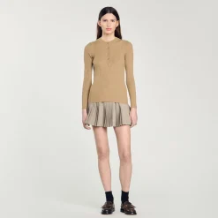 Pulls & Cardigans*SANDRO Pull En Maille Côtelée Kaki