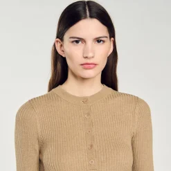Pulls & Cardigans*SANDRO Pull En Maille Côtelée Kaki
