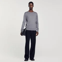 Pulls & Gilets*SANDRO Pull En Maille Fine gris chiné