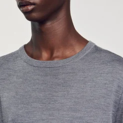 Pulls & Gilets*SANDRO Pull En Maille Fine gris chiné
