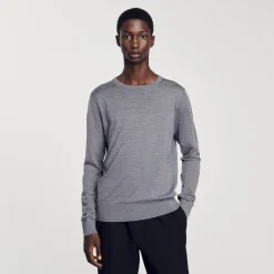 Pulls & Gilets*SANDRO Pull En Maille Fine gris chiné
