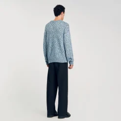 Pulls & Gilets*SANDRO Pull En Maille Moulinée Bleu Ciel