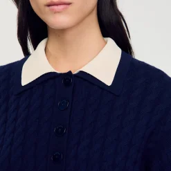 Pulls & Cardigans*SANDRO Pull En Maille Torsadée Marine