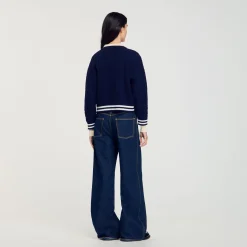 Pulls & Cardigans*SANDRO Pull En Maille Torsadée Marine