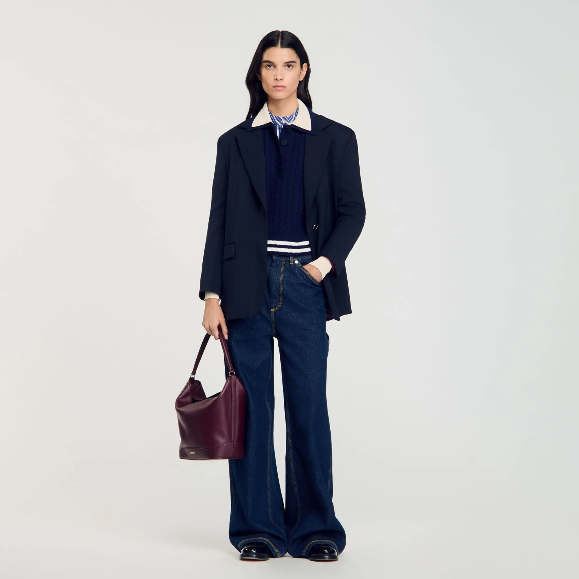 Pulls & Cardigans*SANDRO Pull En Maille Torsadée Marine