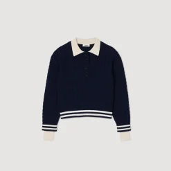 Pulls & Cardigans*SANDRO Pull En Maille Torsadée Marine