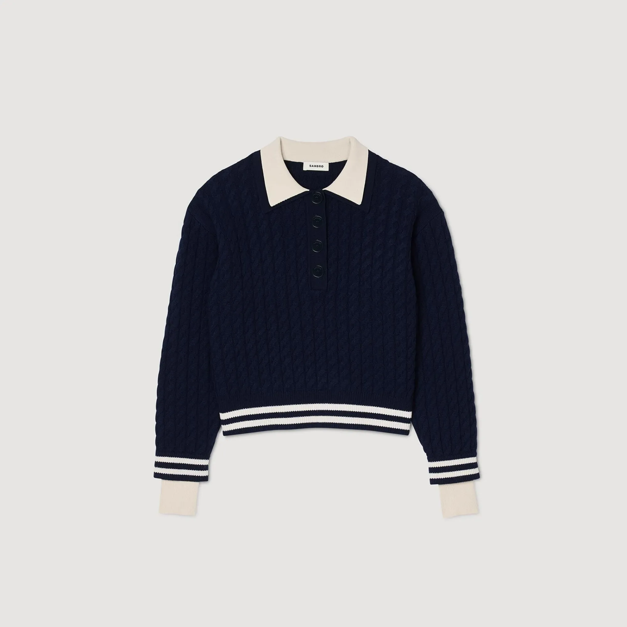 Pulls & Cardigans*SANDRO Pull En Maille Torsadée Marine