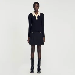 Pulls & Cardigans*SANDRO Pull Polo En Maille Noir