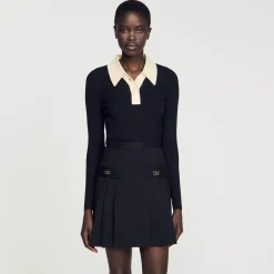 Pulls & Cardigans*SANDRO Pull Polo En Maille Noir